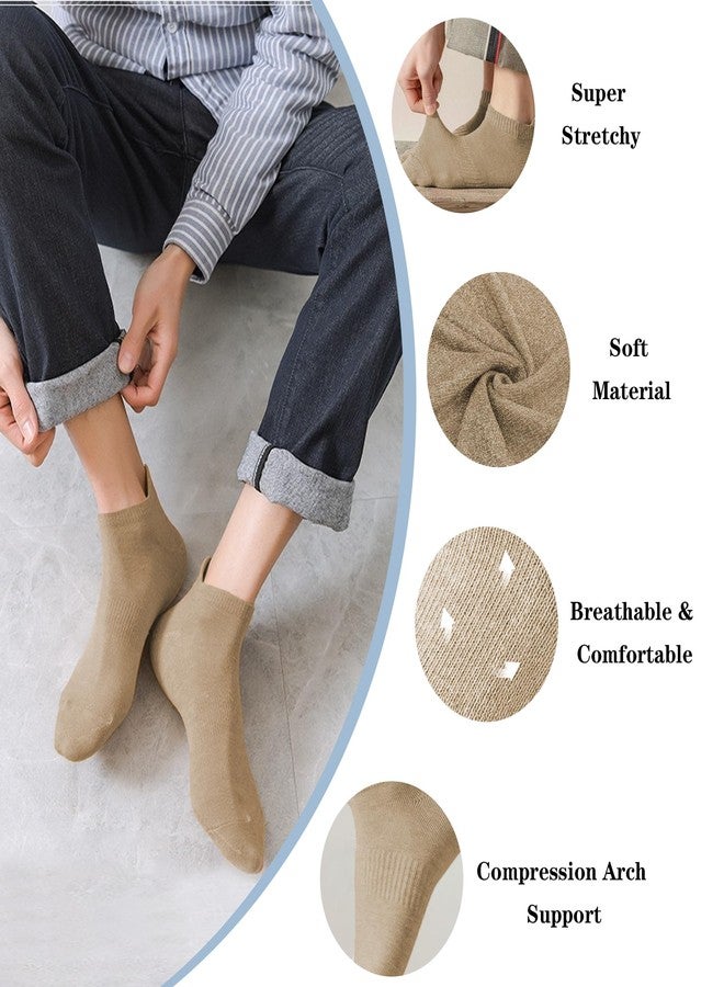IMAGERIO Ankle Socks for Women and Men, Heel Tab Athletic Socks, Running, Low Cut, Tab Socks, Sports, No Show, Anti-Blister, Unisex, 6 Pairs - Khaki - Image 5
